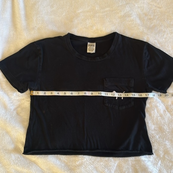 GUC Pre-loved PINK Black crop top T-Shirt with Pocket - Picture 3 of 6